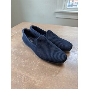 Vivaia Water-Repellent Square-Toe Loafers Navy Blue Knit Womens 41 Flats